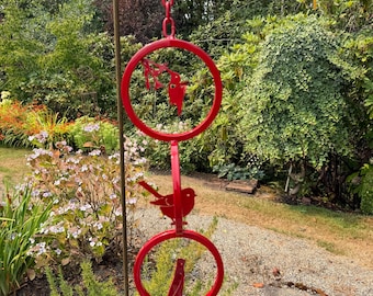 Triple Metal Rings with Metal Birds Garden Decor