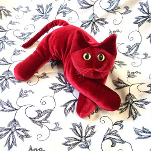 Red Velvet Cat,  Valentine gift, floppy soft , July Ruby birthday