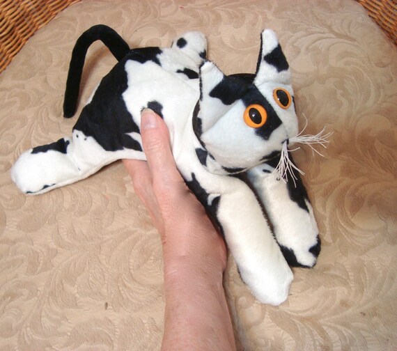 black and white stuffed cat