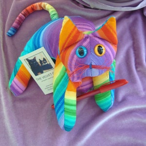 Rainbow Cat, stuffed collectible cotton Kitty, gift for cat lover image 2
