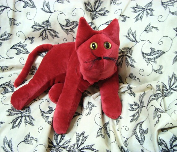 Red Cat velvet posable cat stuffed cat 