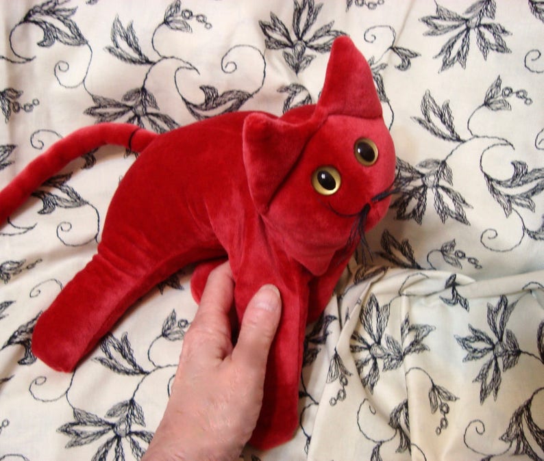 Red Cat velvet posable cat stuffed cat collectible cat Etsy