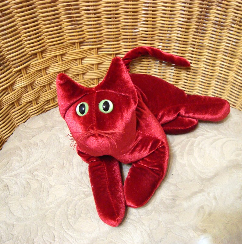 Red Cat velvet posable cat stuffed cat collectible cat Etsy