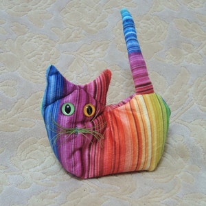 Rainbow Kitten, lavender sachet, Pride plushie, gift for cat lover, teacher gift, LGBTQ gift, shelf sitter, desk minder, collectible cat