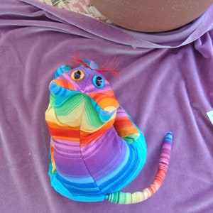Rainbow Cat, stuffed collectible cotton Kitty, gift for cat lover image 3