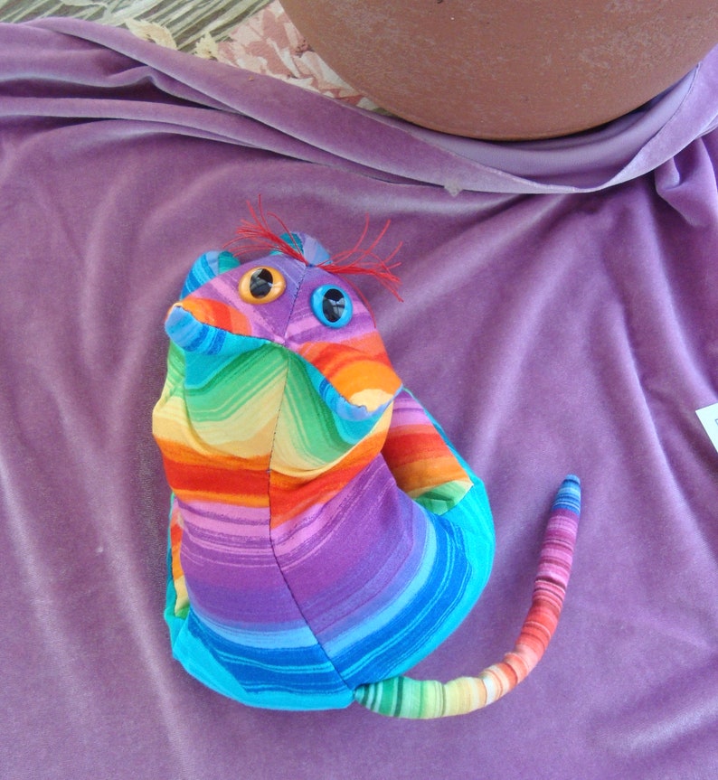 Rainbow Cat, stuffed collectible cotton Kitty, gift for cat lover image 3