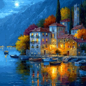 No.0276_Lake Village PDF pattern full coverage cross stitch Hand embroidery pattern Counted Cross Stitch PDF Download