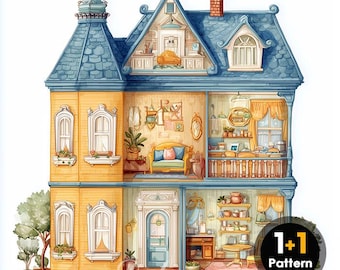 Poppenhuis PDF kruissteekpatroon volledige dekking (directe download)