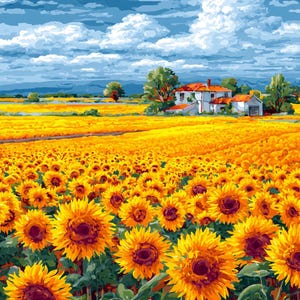 No.0270_Sunflowers PDF pattern full coverage cross stitch Hand embroidery pattern Counted Cross Stitch PDF Download