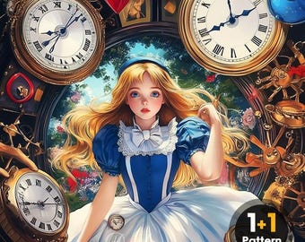 Alice in Wonderland pdf-kruissteekpatroon volledige dekking (directe download)