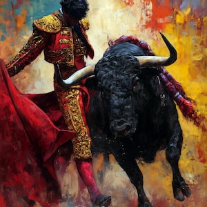 No.0241_Spanish bull PDF pattern full coverage cross stitch Hand embroidery pattern Counted Cross Stitch PDF Download