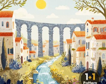 Roman Aquaducts PDF kruissteekpatroon volledige dekking (directe download)