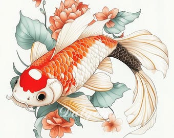 DAL0199 koi fish PDF cross stitch pattern full coverage Instant Download