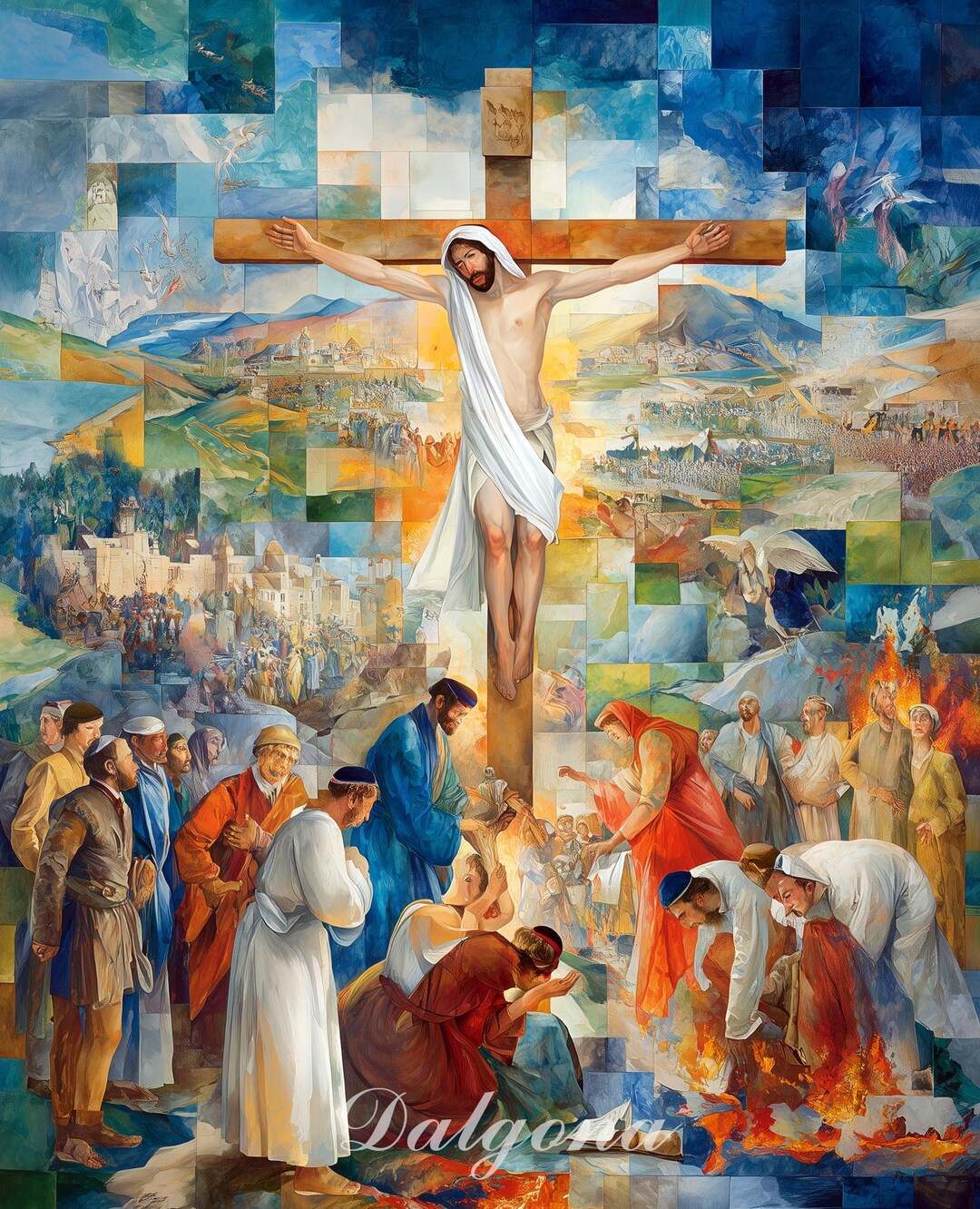 No.0388_jesus on the Cross PDF Pattern Full Coverage Cross Stitch Hand ...