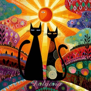 No0213 two cats PDF pattern full coverage cross stitch Hand embroidery pattern Counted Cross Stitch PDF Download