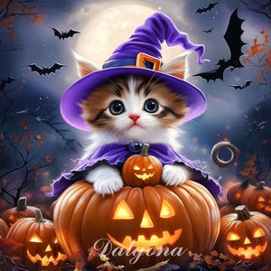 No.0297_Halloween Cat PDF pattern full coverage cross stitch Hand embroidery pattern Counted Cross Stitch PDF Download