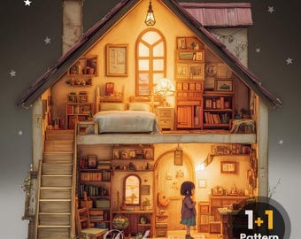 Poppenhuis PDF kruissteekpatroon volledige dekking (directe download)
