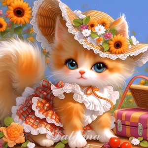 No.0299_cute cat PDF pattern full coverage cross stitch Hand embroidery pattern Counted Cross Stitch PDF Download