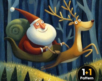 Santa en Rudolph PDF kruissteekpatroon volledige dekking (directe download)