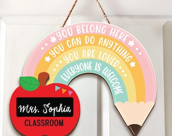 Custom Classroom Door Sign, Classroom Decor, Teacher Wooden Door Sign, Classroom Door Hanger, Back To School, Teacher Appreciation Gifts