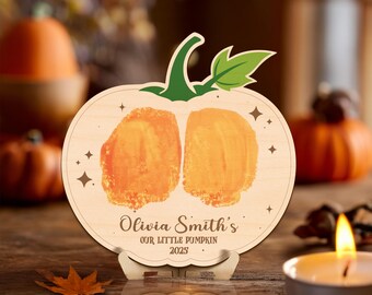 Halloween Footprint or Handprint Art Sign, Bumpkin Patch, My Little Boo Sign, Baby’s First Halloween Footprint Keepsake, Wooden Kid Craft