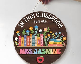 Custom Classroom Door Sign, Classroom Decor, Teacher Wooden Door Sign, Classroom Door Hanger, Back To School, Teacher Appreciation Gifts