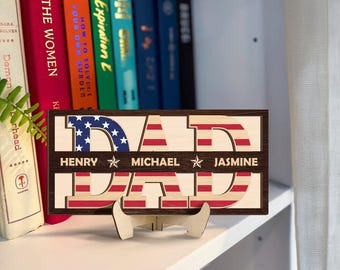 Personalized Gifts for Dad, Dad Gifts from Kids, Custom Dad Sign, Fathers Day,Dad Gifts from Daughter, Dad Wood Sign, Personalized Dad Gifts