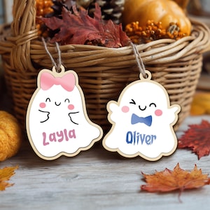 Personalized 3D Ghost Halloween Basket Tag, Boo Basket Name Tag for Kids, Halloween Ornament, Halloween Basket Decor, Cute Ghost Name Tag