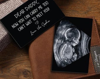 Tarjeta de bolsillo metálica personalizada para ecografía, inserto para foto de ultrasonido, regalo para futuro papá, recuerdo del embarazo.