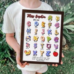 Personalized Teacher ABC Sign, Personalized Teacher Appreciation Sign, Preschool Teacher, Kindergarten Teacher Gift, End of School Year