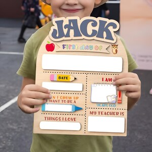 Letrero de primer día de clases, letrero escolar personalizado, letrero de regreso a clases, letrero de primer día de jardín de infantes, letrero de primer y último día de clases para niños.