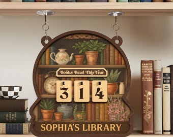Books Read This Year Counter, Custom Books Read Tracker, Bookshelf Counter with Name,Bookish Decor,Bookish Gift,Birthday Gift for Book Lover