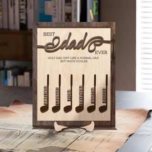 Personalized Best Dad Ever Golf Plaque – Custom Golf Dad Gift – Unique Wooden Wall Art for Father&#39;s Day, Birthday, or Dad&#39;s Special Occasion