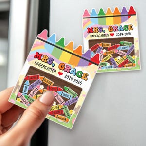 Teacher Gifts, Personalized Teacher Magnet, Back To School Gifts, Teacher Gifts Magnet, Thank You Gift, Crayon Shaker Magnet With Kids Name