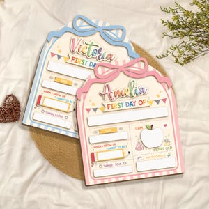 Letrero de primer día de clases, letrero escolar personalizado, letrero de regreso a clases, letrero de madera para el primer día de clases, letrero para el primer y último día de clases para niños.
