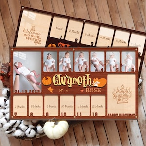 Baby First Year Picture Frame, Personalized Baby Photo Frame, Photo Collage, Personalized Photo Frame, Monthly Milestone, First Baby Gifts