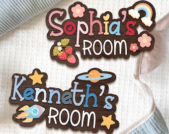 Custom Kids Room Door Sign – Personalized Wooden Name Sign for Nursery and Boys Bedroom Decor