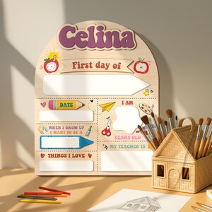 Letrero de primer día de clases, letrero escolar personalizado, letrero de regreso a clases, letrero de primer día de jardín de infantes, letrero de primer y último día de clases para niños.