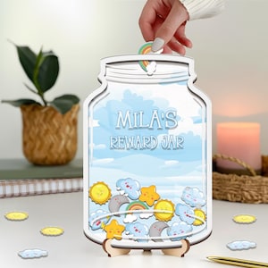 Custom Classroom Reward Jar For Teacher, Star Magnetic Reward Jar, Personalised Gift For Teacher, Back to school gift, Custom Name Reward