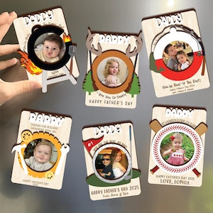 Marco magnético de fotos personalizado para el Día del Padre, regalo con imán de fotos personalizado para papá o abuelo, recuerdo fotográfico para niños, imán de nevera para él