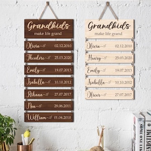 Enkel Zeichen, personalisierte Großeltern Zeichen, Anpassen Holzschild, Holz Namen Zeichen, Enkel Geburtstag Zeichen, Geschenk für Großeltern