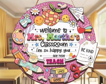 Custom Classroom Door Sign, Classroom Decor, Teacher Wooden Door Sign, Classroom Door Hanger, Back To School, Teacher Appreciation Gifts