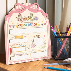 Letrero de primer día de clases, letrero escolar personalizado, letrero de regreso a clases, letrero de madera para el primer día de clases, letrero para el primer y último día de clases para niños.