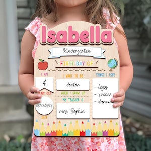 Erster Schultag Schild, Benutzerdefiniertes Schulschild, Zurück in der Schule Zeichen, Erster Tag des Kindergartens Zeichen, Erster und letzter Schultag Schild für Kind