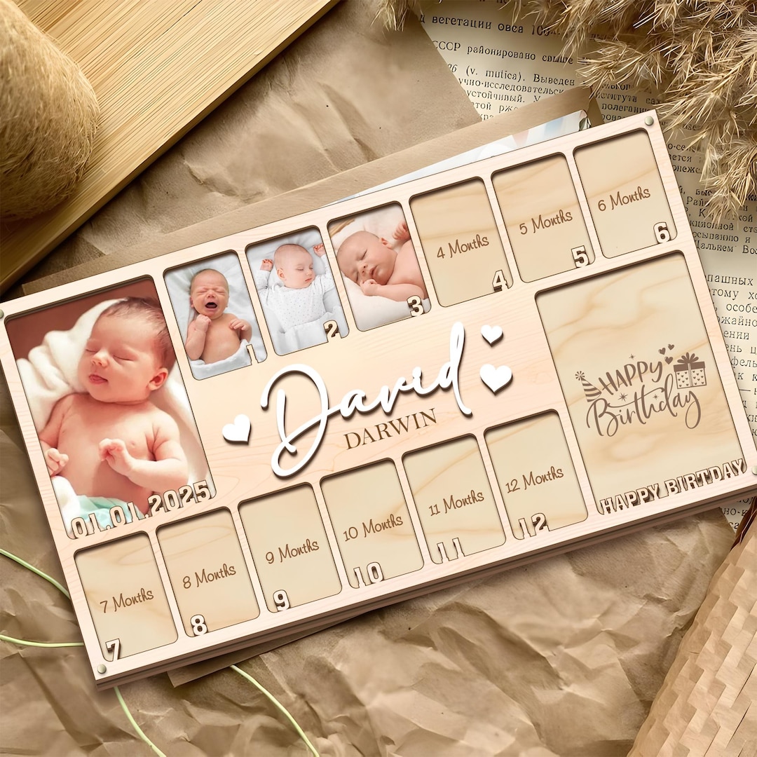 Baby First Year Picture Frame, Personalized Baby Photo Frame, Photo ...