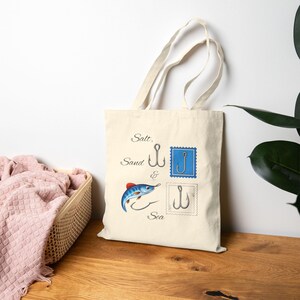 Fishermen Aesthetic Coastal Cotton Canvas Tote Bag, Eco-Friendly Market Bag, Beach Tote, Summer Outing Accessory, Sea Lover&#39;s Tote