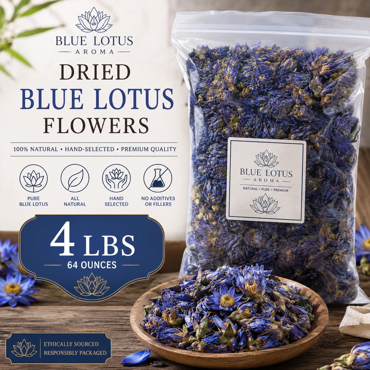Blue lotus flower - Etsy 日本
