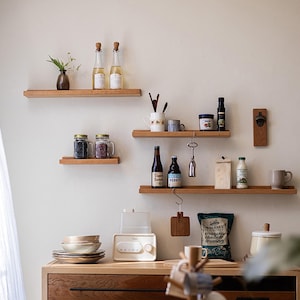 Natural Solid Wood Shelf,Floating Shelf,Cherry Shelf,Wall Shelf,Small Space Shelf,wall shelve,Kitchen Shelves,Handcrafted for Multi-Space,