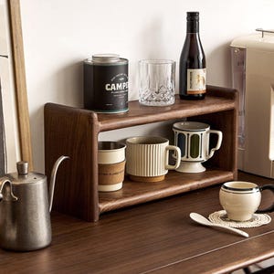 Functional Storage Shelf,desk organizer,side table,Desktop Coffee & Tea Cup Organiser,Shelf,Exquisite  Solid Wood Shelf,Coffee Bar