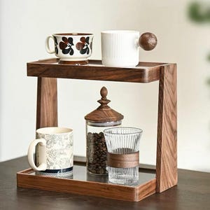 Półka na kawę z drewna wiśniowego, mały organizer kuchenny, stolik boczny